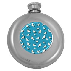 Paper Cranes Pattern Round Hip Flask (5 Oz) by Valentinaart