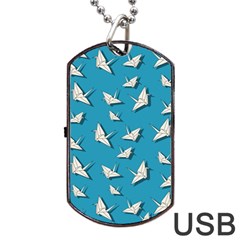 Paper Cranes Pattern Dog Tag Usb Flash (one Side) by Valentinaart