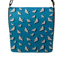 Paper Cranes Pattern Flap Messenger Bag (l)  by Valentinaart