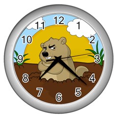 Groundhog Day Wall Clocks (silver)  by Valentinaart