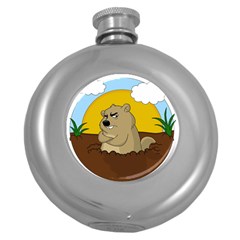 Groundhog Day Round Hip Flask (5 Oz) by Valentinaart