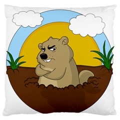 Groundhog Day Large Flano Cushion Case (two Sides) by Valentinaart