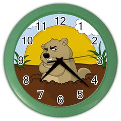 Groundhog day Color Wall Clocks