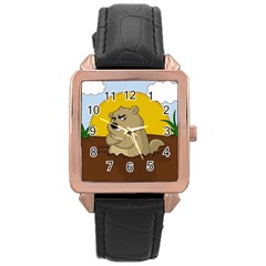 Groundhog day Rose Gold Leather Watch 