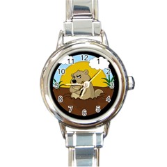 Groundhog Day Round Italian Charm Watch by Valentinaart