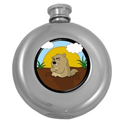 Groundhog Day Round Hip Flask (5 Oz) by Valentinaart