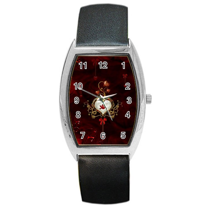 Wonderful Hearts With Dove Barrel Style Metal Watch