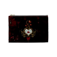 Wonderful Hearts With Dove Cosmetic Bag (medium)  by FantasyWorld7