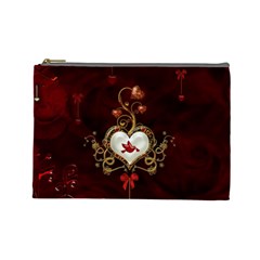 Wonderful Hearts With Dove Cosmetic Bag (large)  by FantasyWorld7