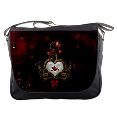 Wonderful Hearts With Dove Messenger Bags by FantasyWorld7