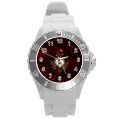 Wonderful Hearts With Dove Round Plastic Sport Watch (l) by FantasyWorld7