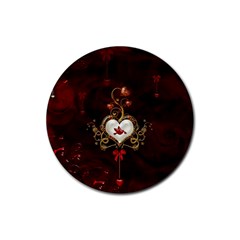 Wonderful Hearts With Dove Rubber Coaster (round)  by FantasyWorld7