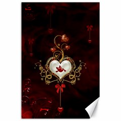 Wonderful Hearts With Dove Canvas 24  X 36  by FantasyWorld7