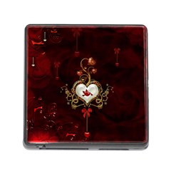 Wonderful Hearts With Dove Memory Card Reader (square) by FantasyWorld7