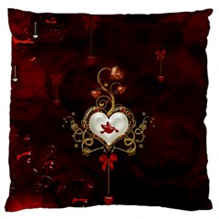 Wonderful Hearts With Dove Standard Flano Cushion Case (one Side) by FantasyWorld7