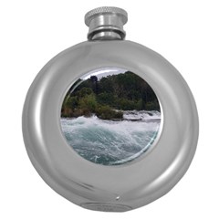 Sightseeing At Niagara Falls Round Hip Flask (5 Oz) by canvasngiftshop