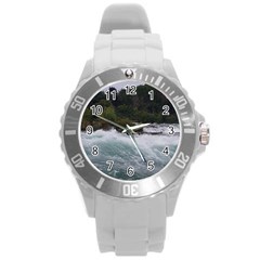 Sightseeing At Niagara Falls Round Plastic Sport Watch (l) by canvasngiftshop