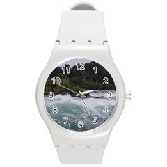 Sightseeing At Niagara Falls Round Plastic Sport Watch (m) by canvasngiftshop