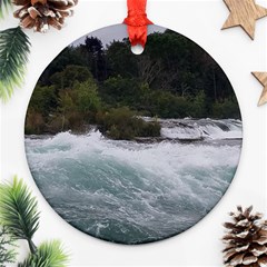 Sightseeing At Niagara Falls Round Ornament (two Sides) by canvasngiftshop