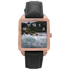 Sightseeing At Niagara Falls Rose Gold Leather Watch  by canvasngiftshop