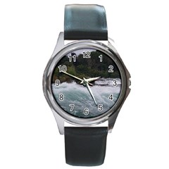 Sightseeing At Niagara Falls Round Metal Watch by canvasngiftshop