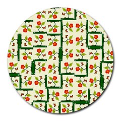 Plants And Flowers Round Mousepads by linceazul