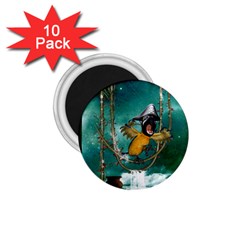 Funny Pirate Parrot With Hat 1 75  Magnets (10 Pack)  by FantasyWorld7