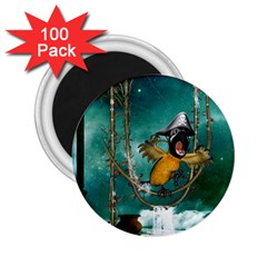 Funny Pirate Parrot With Hat 2 25  Magnets (100 Pack)  by FantasyWorld7