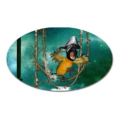 Funny Pirate Parrot With Hat Oval Magnet by FantasyWorld7