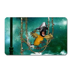 Funny Pirate Parrot With Hat Magnet (rectangular) by FantasyWorld7