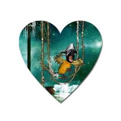 Funny Pirate Parrot With Hat Heart Magnet by FantasyWorld7