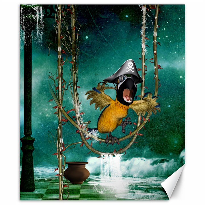 Funny Pirate Parrot With Hat Canvas 8  x 10 