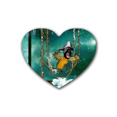 Funny Pirate Parrot With Hat Heart Coaster (4 Pack)  by FantasyWorld7