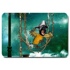 Funny Pirate Parrot With Hat Large Doormat  by FantasyWorld7