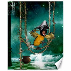 Funny Pirate Parrot With Hat Canvas 11  X 14   by FantasyWorld7