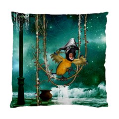 Funny Pirate Parrot With Hat Standard Cushion Case (one Side) by FantasyWorld7