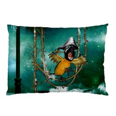 Funny Pirate Parrot With Hat Pillow Case by FantasyWorld7