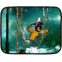 Funny Pirate Parrot With Hat Double Sided Fleece Blanket (mini)  by FantasyWorld7