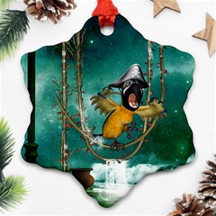 Funny Pirate Parrot With Hat Ornament (snowflake) by FantasyWorld7