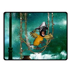 Funny Pirate Parrot With Hat Double Sided Fleece Blanket (small)  by FantasyWorld7