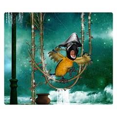 Funny Pirate Parrot With Hat Double Sided Flano Blanket (small)  by FantasyWorld7