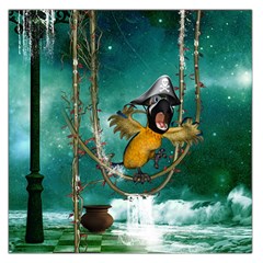 Funny Pirate Parrot With Hat Large Satin Scarf (square) by FantasyWorld7