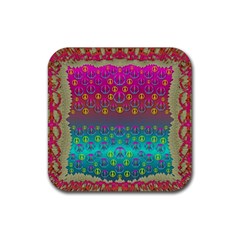 Years Of Peace Living In A Paradise Of Calm And Colors Rubber Coaster (square)  by pepitasart