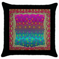 Years Of Peace Living In A Paradise Of Calm And Colors Throw Pillow Case (black) by pepitasart