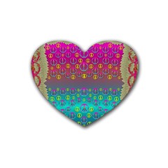 Years Of Peace Living In A Paradise Of Calm And Colors Rubber Coaster (heart)  by pepitasart