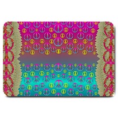 Years Of Peace Living In A Paradise Of Calm And Colors Large Doormat  by pepitasart