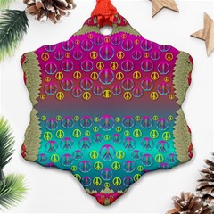 Years Of Peace Living In A Paradise Of Calm And Colors Snowflake Ornament (two Sides) by pepitasart