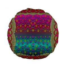 Years Of Peace Living In A Paradise Of Calm And Colors Standard 15  Premium Flano Round Cushions by pepitasart