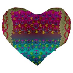 Years Of Peace Living In A Paradise Of Calm And Colors Large 19  Premium Flano Heart Shape Cushions by pepitasart