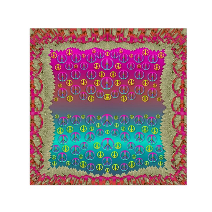 Years Of Peace Living In A Paradise Of Calm And Colors Small Satin Scarf (Square)